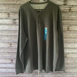 Eddie Bauer Men's Long-Sleeved Thermal Henley Size XXL Asphalt Logo Pullover NWT